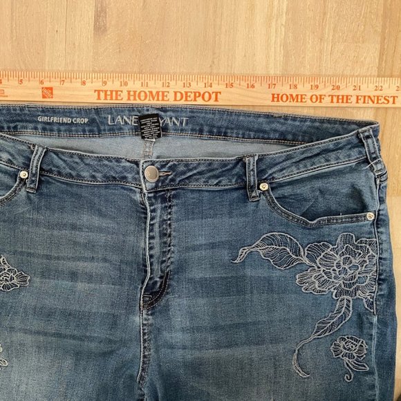 Lane Bryant girlfriend crop embroidered jean sz 22 - Picture 3 of 5